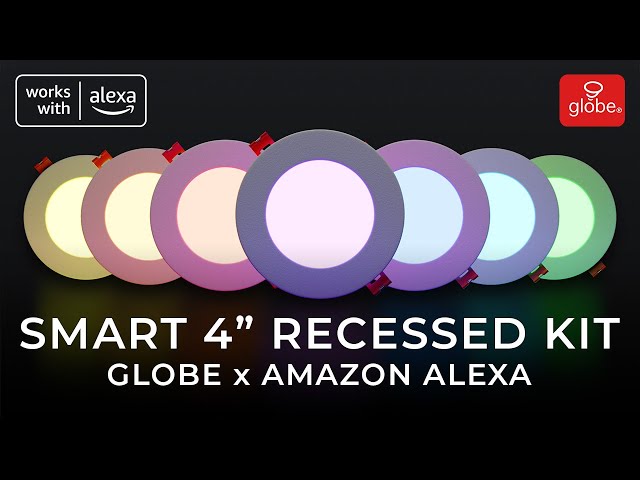 Smart Recessed Lighting Kit - 4 inch (RGB Color and Tunable White) | Globe x Amazon Alexa
