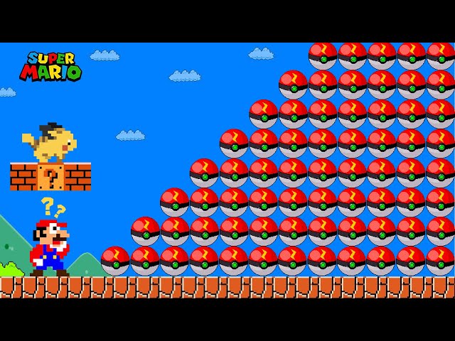 Can Mario and Pikachu Collect 999 PokeBalls in New Super Mario Bros.Wii?? | Game Animation