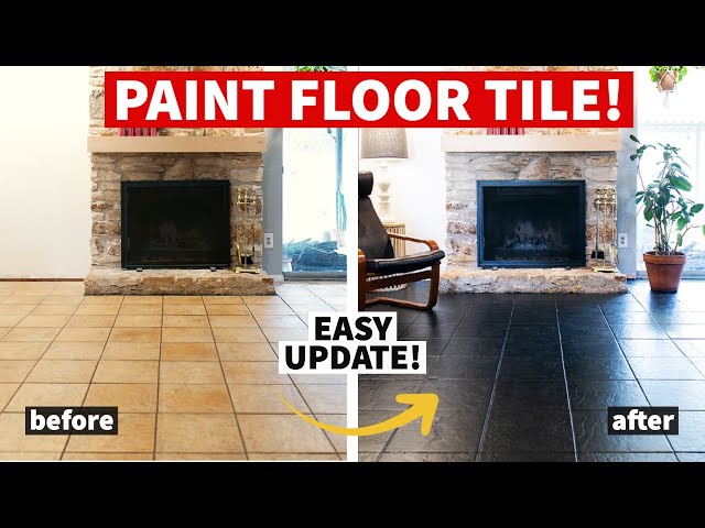 Easy Update For Outdated Flooring? How To Paint A Tile Floor | Before And After