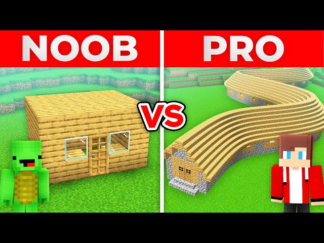JJ And Mikey NOOB vs PRO CRAZY CROOKED VILLAGER HOUSE in Minecraft Maizen