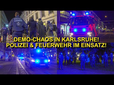 Demo-Chaos in Karlsruhe sorgt für Einsatz der Bereitschaftspolizei und Feuerwehr | Montags-Demo