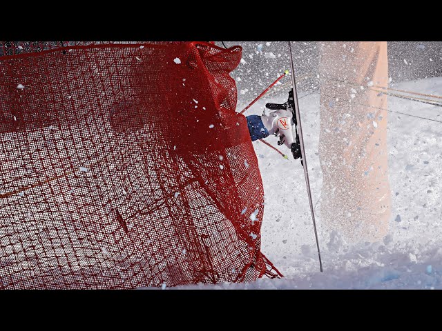 American Ryan Cochran-Siegle crashes at the Kitzbuhel men's downhill