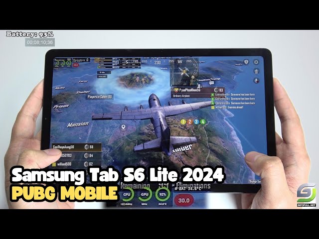 Samsung Tab S6 Lite 2024 test game PUBG Mobile | Exynos 1280
