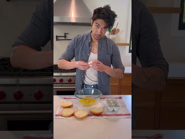 Ronnie Woo's Cheesy Chili Oil Egg Sandwich #shorts #food52 Recipe in Description!