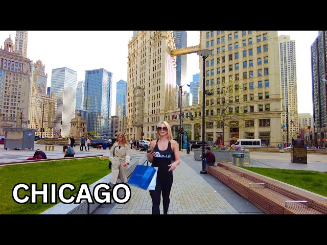 CHICAGO Spring 🌸🌷 Walking Tour - Downtown Chicago on Monday | April 29, 2024 | 4k Video City sounds
