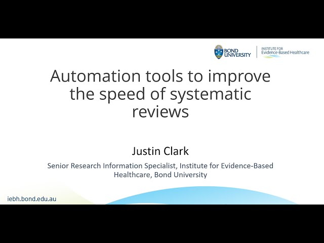 Automation Tools Series 3, Workshop 1A: Improve the speed of conducting your evidence synthesis
