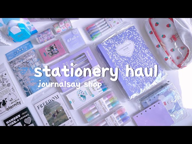 stationery haul 💜 glitter highlighters, brush pens & more 🎀 back to school sale! ft. Journalsay