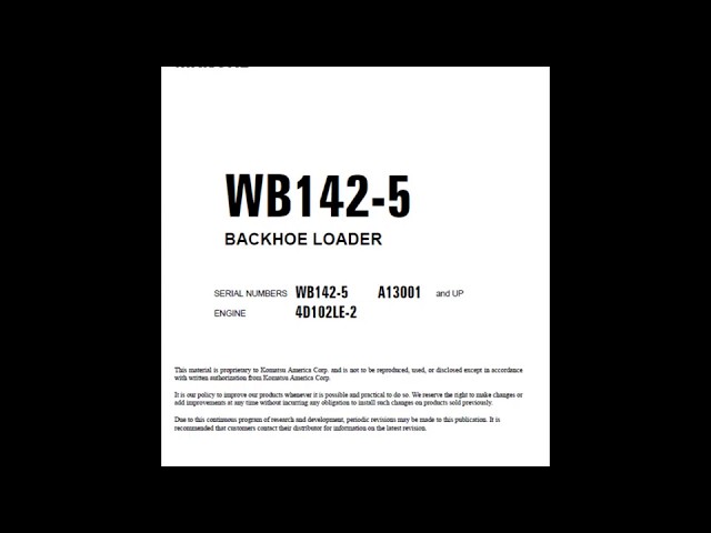 Komatsu WB142-5 Backhoe Loader Service Manual