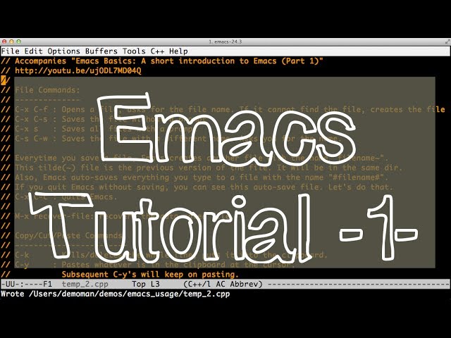 Emacs Tutorial (Beginners) -Part 1- File commands, cut/copy/paste, cursor commands