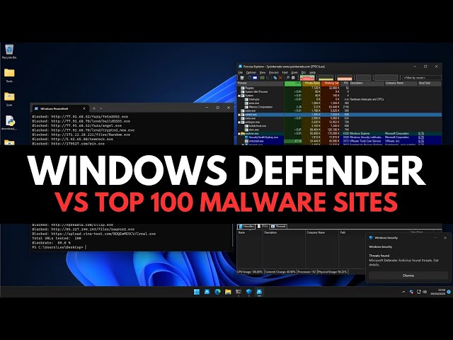 Windows Defender vs Top 100 Malware Sites
