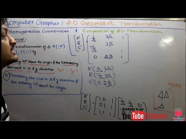 44- Numerical On Transforming A Triangle By Homogeneous Coordinates In Computer Graphics in Hindi