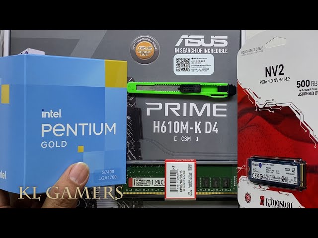 intel Pentium GOLD G7400 ASUS PRIME H610M-K D4 CSM Kingston NV2 NVMe SSD Desktop PC Build