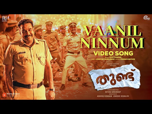 Vaanil Ninnum - Video Song | Thundu | Biju Menon | Riyas Shereef | Gopi Sundar | Ashiq Usman
