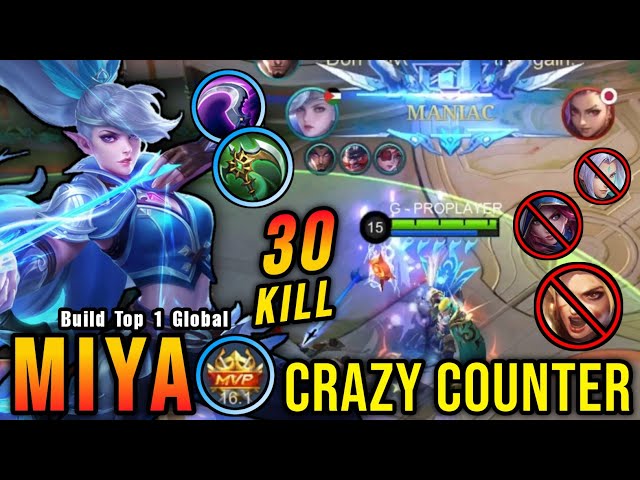 30 Kills!! Miya Almost SAVAGE, Amazing 1v3 Counter Gank!! - Build Top 1 Global Miya ~ MLBB