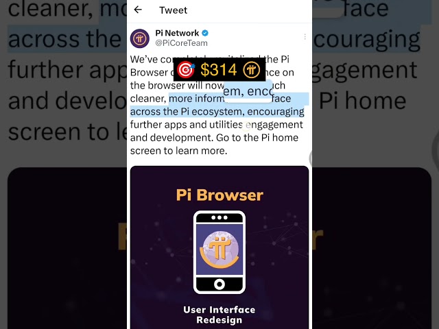 Pi network new update $314 ✅ Pi browser news today Open Mainnet #crypto #bitcoins #pinetworkcoin kyc