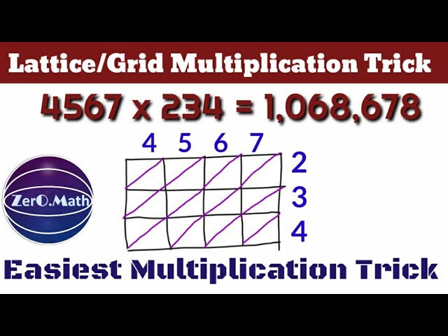 lattice multiplication | grid multiplication | How to multiply big numbers easily | Zero math