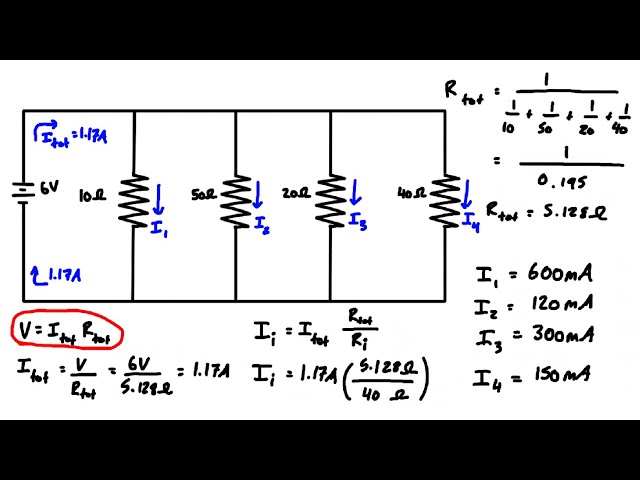 Current Division Example Problem #2: (Parallel Resistors)