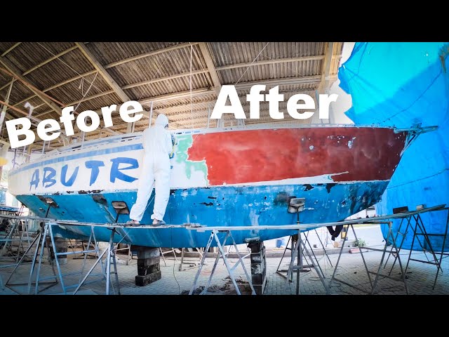 ⛵️ABANDONED SAILBOAT transformation (Discovering what 22 years of paint hide) LTP #094