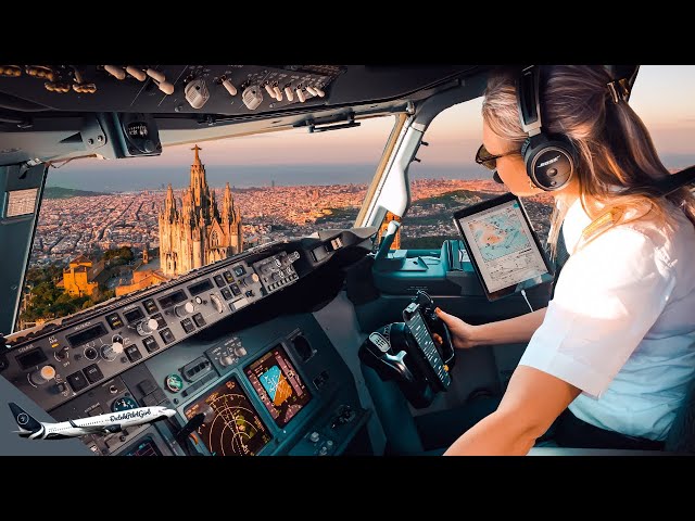 BOEING 737 Stunning LANDING SPAIN BARCELONA Airport RWY24R | Cockpit View | Life Of An Airline Pilot