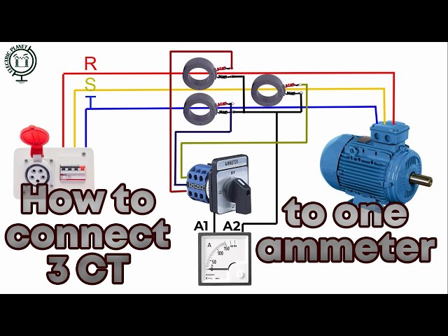 How to connect 3 current transformers to one ammeter? |Explained