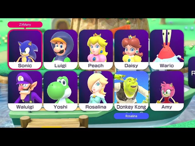 Funny Coin Battle: Mario Party Superstars Mods BRO VS SIS! *Shrek, Sonic, Spongebob Mr Krabs, Luigi*