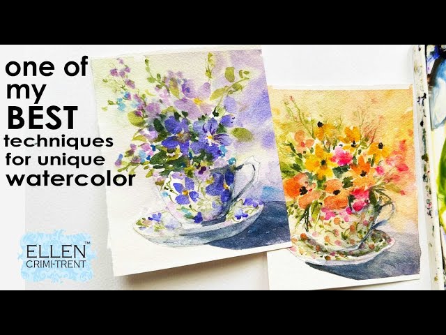 Watercolor technique that creates unique paintings/ Mothers day cards