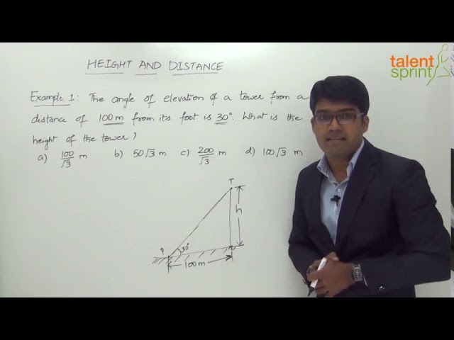 Height and Distance | Example - 1 | Quantitative Aptitude | TalentSprint Aptitude Prep