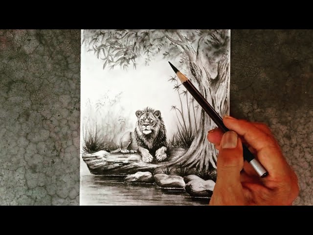 How to draw a lion with step by step / animal drawing /