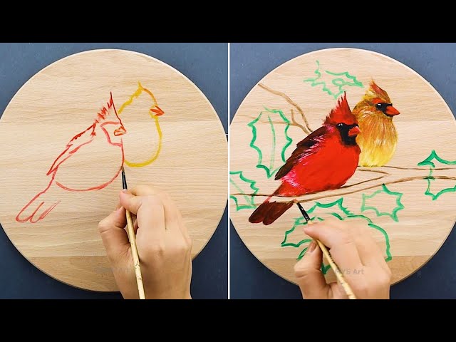 How to Paint Lovely Birds in 3 Minutes Step by Step for beginners 😍 | Acrylic Painting Techniques