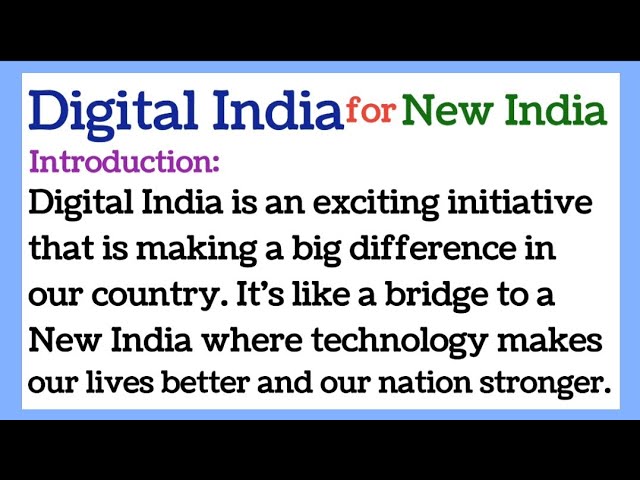 Digital India for a New India essay in English