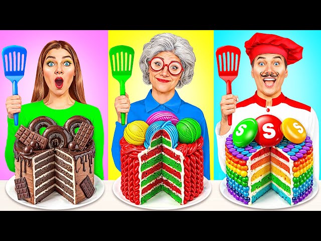 Me vs Grandma Cooking Challenge | Cake Decorating Challenge by Jelly DO