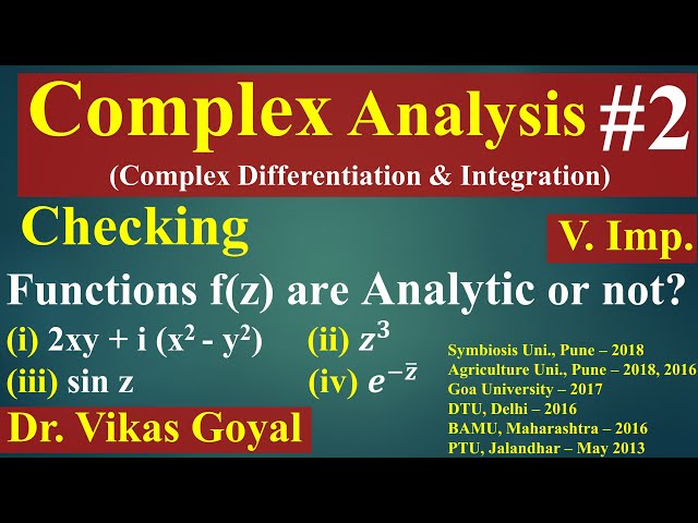 Complex Analysis #2 (V.Imp.) | Checking Analytic Function | Verifying Cauchy Riemann Equations