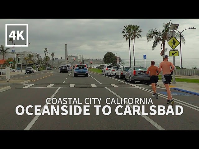 [4K] Driving Oceanside to Carlsbad - South Coast HWY, Carlsbad Blvd, San Diego County, California