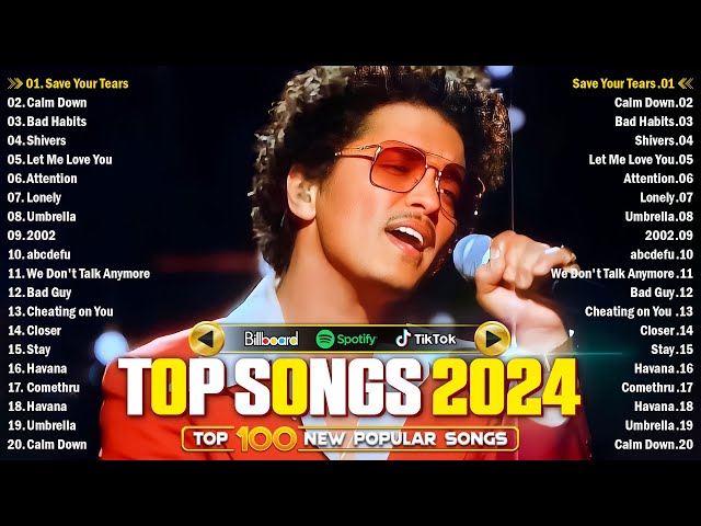 Bruno Mars, Maroon 5, The Weeknd, Adele, Dua Lipa, Zayn, Sia, Ed Sheeran - Top Songs 2024