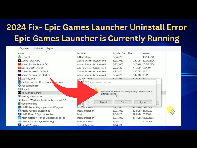 ✅2024 Fix-  Epic Games Launcher Uninstall Error Epic Games Launcher is Currently Running