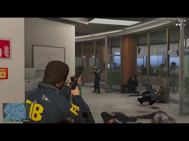 GTA 5 RDE 4.0 - FIB Building Massacre + Ten Star Escape