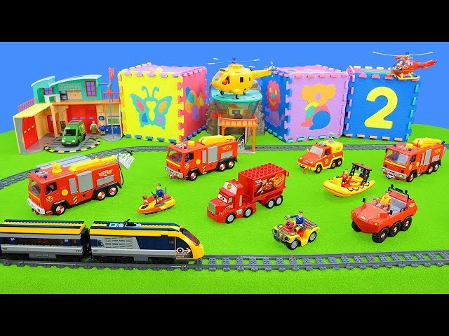 Fireman Sam: Fire Engine Transport with a Train | Truck Toys Unboxing Movie for Kids