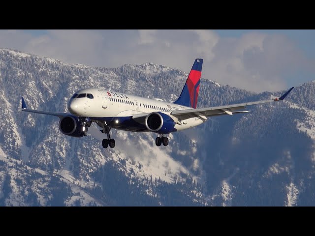 4K | Plane Spotting | Salt Lake City (SLC) - April 7, 2024 - 777-200ER, A220, 767