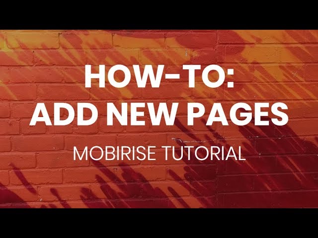 Mobirise Free Website Builder Tutorial | Add New Pages
