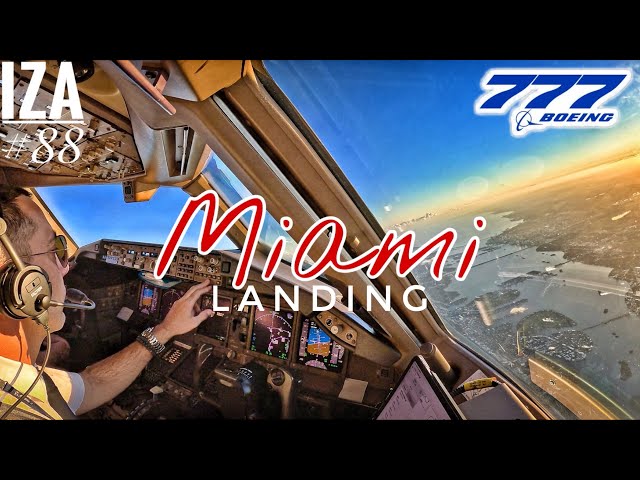 B777 MIA 🇺🇸 Miami | LANDING 12 | 4K Cockpit View | ATC & Crew Communications