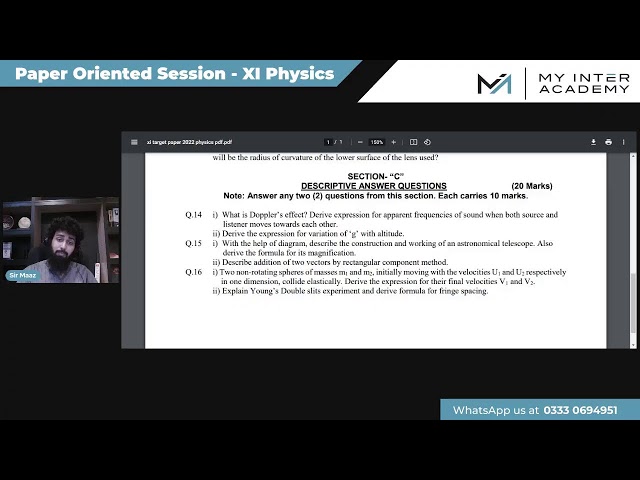 Paper Oriented Session - XI Physics