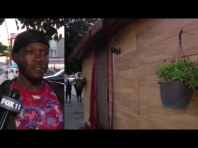 Homeless man builds small house on Hollywood Boulevard