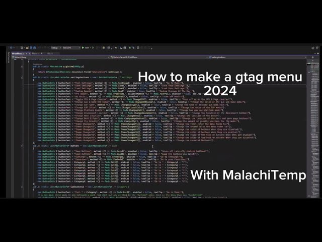 How To Make A Gorilla Tag Mod Menu With MalachiTemp || my own temp