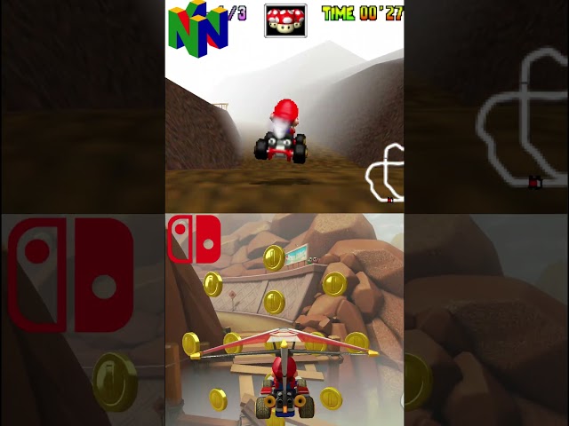 Mario Kart 8 Choco Mountain Nintendo 64 vs Switch Track Graphics Comparison