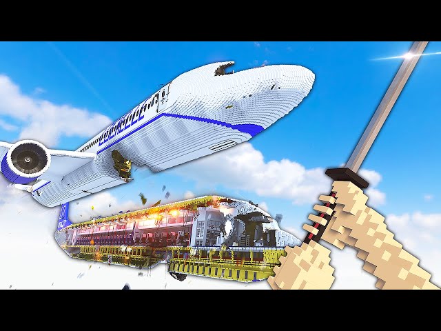 KATANA Causes Plane Crash by Cutting it in HALF - Teardown Mods Gameplay