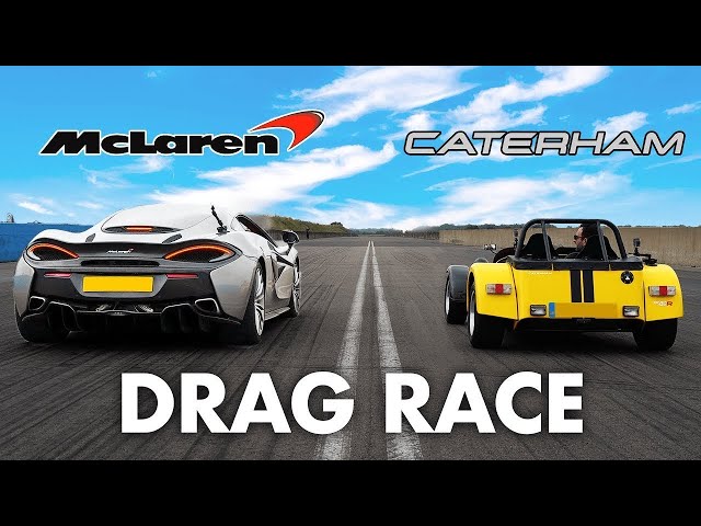 McLaren 570 GT v Caterham 620R | DRAG RACE