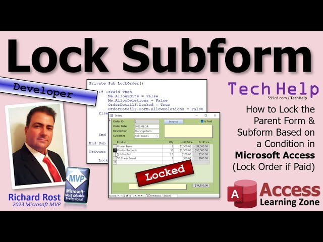 How to Lock the Parent Form & Subform Based on a Condition in Microsoft Access (Lock Order if Paid)