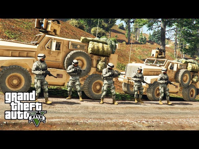 GTA 5 - U.S. Army FIRE TEAM CONVOY! Black Hawk Down (Part 2!) Military ARMY Patrol Ep. #104