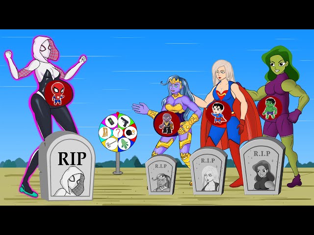 Evolution of Spider-Gwen PREGNANT vs. Team SHE HULK x SUPER Girl & Mama THANOS - The Animated Series