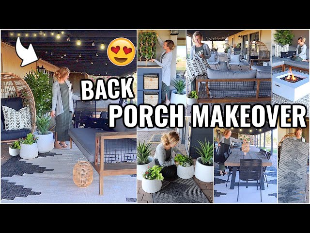 COMPLETE BACK PORCH MAKEOVER!!😍 BEFORE & AFTER PORCH MAKEOVER | DECORATE WITH ME